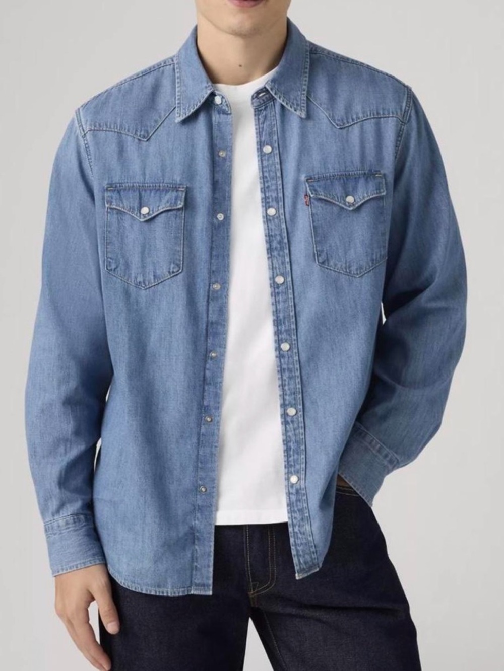 Light Blue Denim Western Shirt